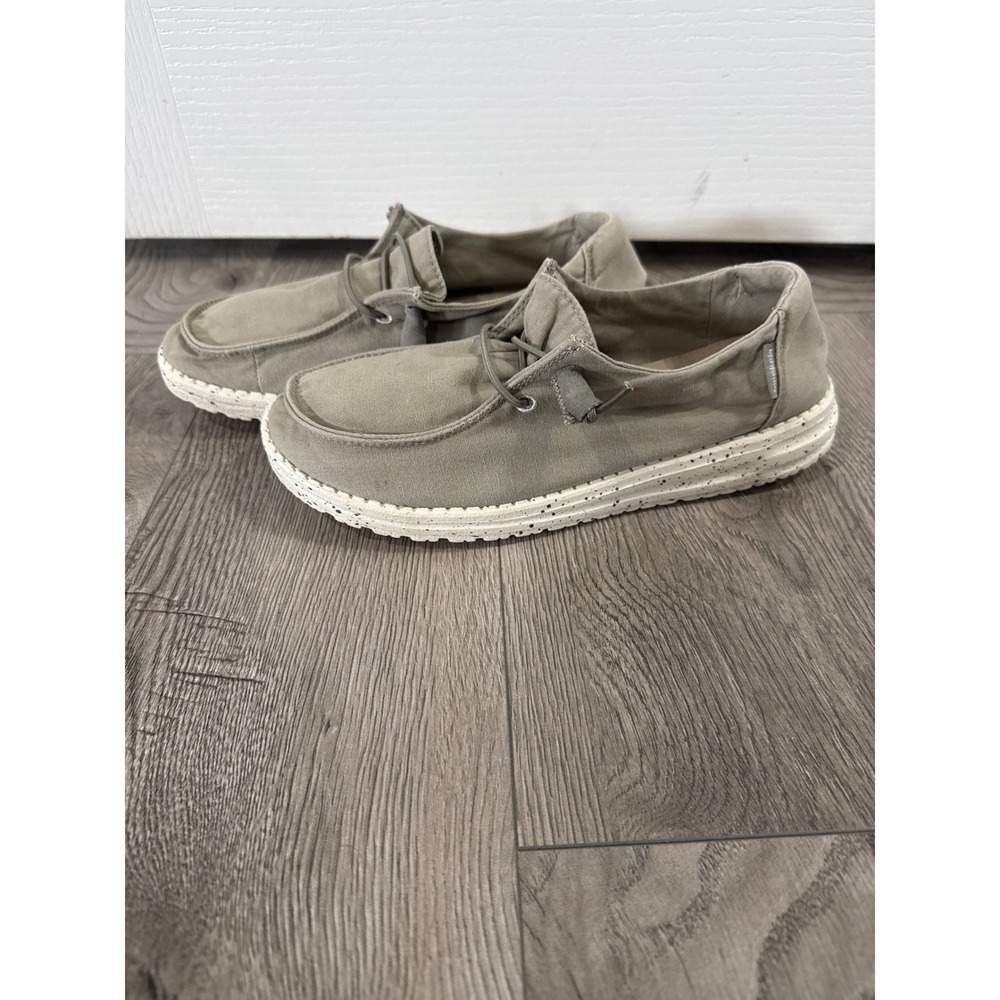 Hey Dude Wendy Grey Canvas Slip On Loafers Speckled Sole Womens Size 8